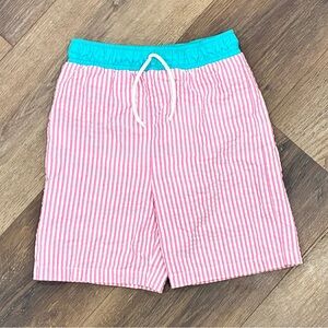 Kelly's Kids Pink and Teal Stripe Swim Trunks Suit Beach Seersucker 5/6 Boys
